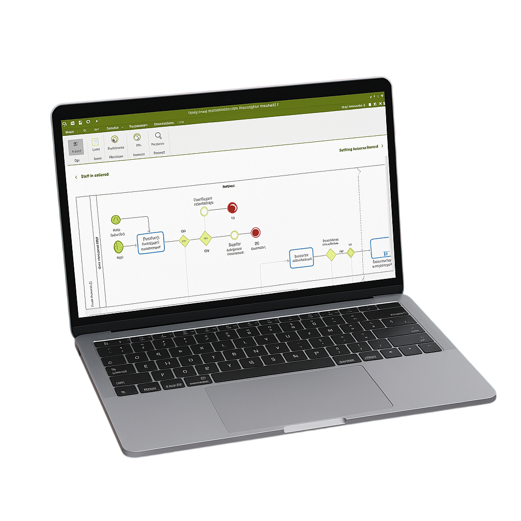 Laptop con diagramas BPM