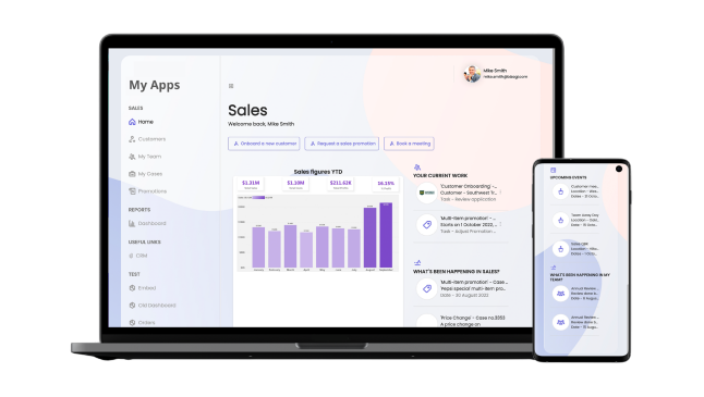 Mockup: laptop y móvil con plataforma de Aperce